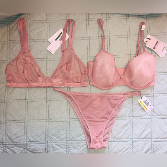 Calvin Klein bra, bralette, and panty set